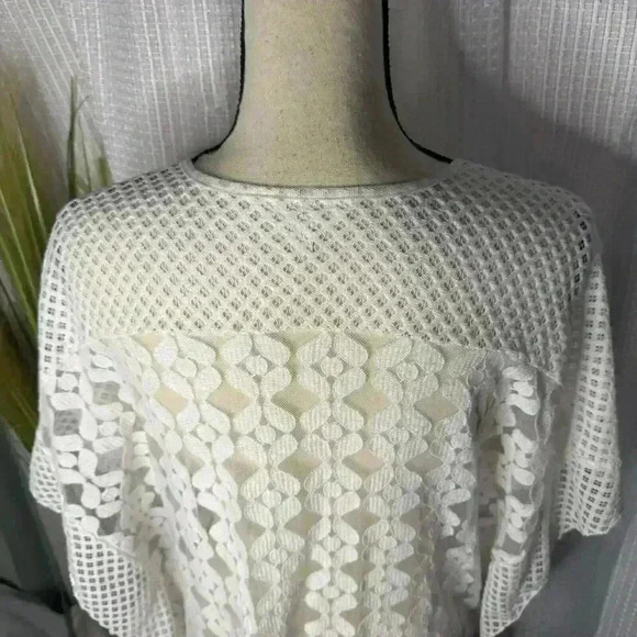 ADIVA Womens S Lace Short Kimono Style Top Crochet Knit Mesh Semi Sheer Blouse - Picture 7 of 12